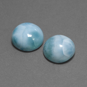 Larimar naturale verde da  ct, taglio rotondo, opaco