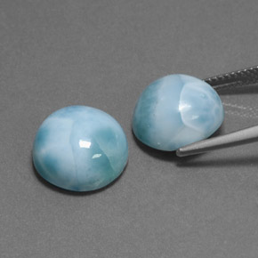 Larimar naturale verde da  ct, taglio rotondo, opaco