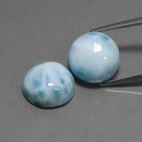 Larimar naturale blu da  ct, taglio rotondo, opaco
