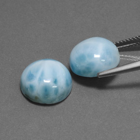 Larimar naturale blu da  ct, taglio rotondo, opaco