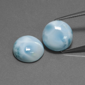 Gemme di Larimar Blu verde naturale da  ct, Taglio rotondo, Opaco