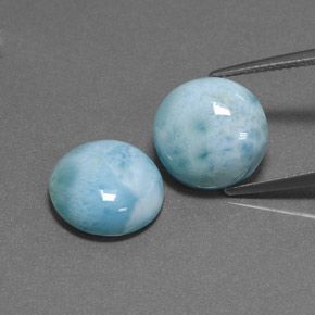 Larimar naturale blu da  ct, taglio rotondo, opaco