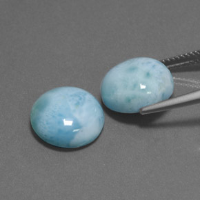 Larimar naturale blu da  ct, taglio rotondo, opaco