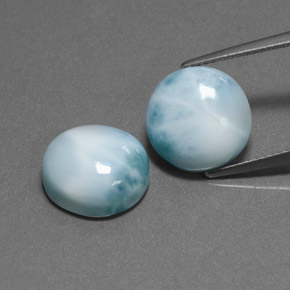 Larimar naturale verde da  ct, taglio rotondo, opaco