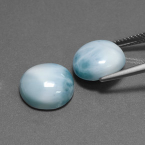 Larimar naturale verde da  ct, taglio rotondo, opaco