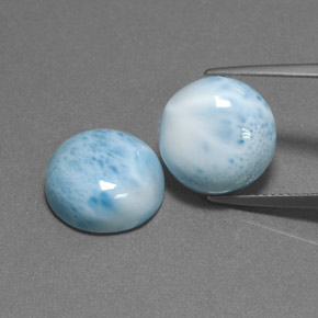Larimar naturale blu da  ct, taglio rotondo, opaco