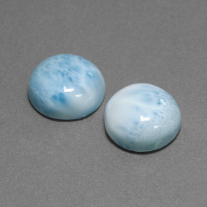 Larimar naturale blu da  ct, taglio rotondo, opaco