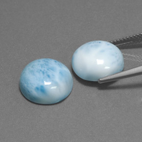 Larimar naturale blu da  ct, taglio rotondo, opaco
