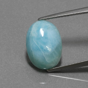 Larimar naturale blu da 5,86 ct, taglio ovale, opaco