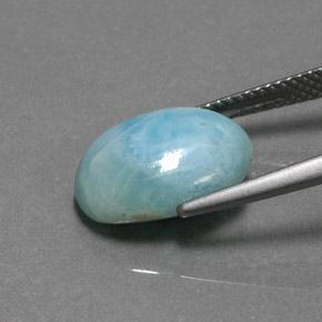 Larimar naturale blu da 5,86 ct, taglio ovale, opaco
