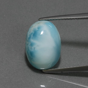 Larimar naturale blu da 7,36 ct, taglio ovale, opaco