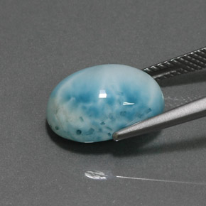 Larimar naturale blu da 7,36 ct, taglio ovale, opaco