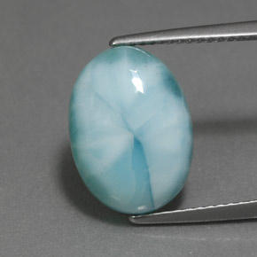 Larimar Blu verde naturale da 6.46 ct, Taglio ovale, Opaco
