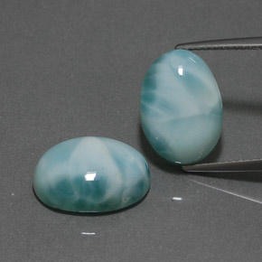 Larimar naturale verde da  ct, taglio ovale, opaco