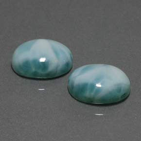 Larimar naturale verde da  ct, taglio ovale, opaco