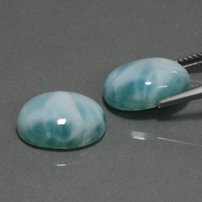 Larimar naturale verde da  ct, taglio ovale, opaco