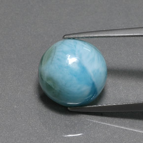 Larimar naturale blu da 8,01 ct, taglio rotondo, opaco