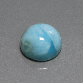 Larimar naturale blu da 8,01 ct, taglio rotondo, opaco