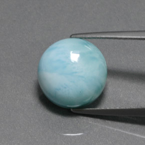 Larimar naturale verde da 7,65 ct, taglio rotondo, opaco