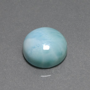 Larimar naturale verde da 7,65 ct, taglio rotondo, opaco