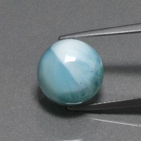 Larimar naturale verde da 8,88 ct, taglio rotondo, opaco