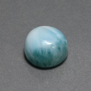 Larimar naturale verde da 8,88 ct, taglio rotondo, opaco