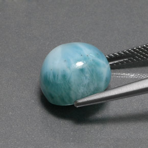 Larimar naturale verde da 8,88 ct, taglio rotondo, opaco