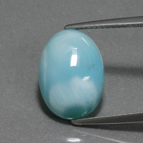 Larimar naturale blu da 5,41 ct, taglio ovale, opaco