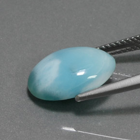 Larimar naturale blu da 5,41 ct, taglio ovale, opaco