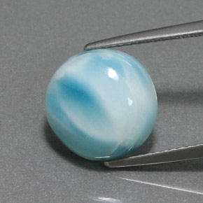 Larimar naturale blu da 6,42 ct, taglio rotondo, opaco