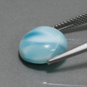 Larimar naturale blu da 6,42 ct, taglio rotondo, opaco