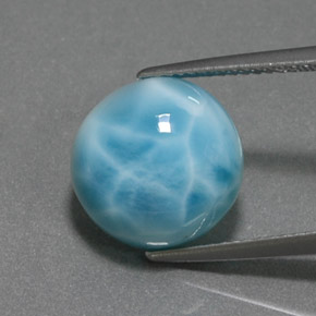 Larimar naturale blu da 7,40 ct, taglio rotondo, opaco