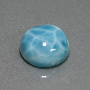 Larimar naturale blu da 7,40 ct, taglio rotondo, opaco