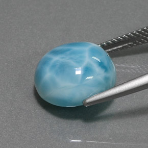 Larimar naturale blu da 7,40 ct, taglio rotondo, opaco
