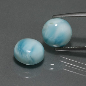 Larimar naturale blu da  ct, taglio rotondo, opaco