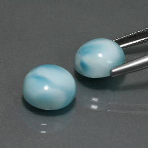 Larimar naturale blu da  ct, taglio rotondo, opaco