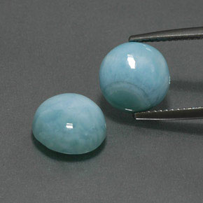 Larimar naturale blu da  ct, taglio rotondo, opaco
