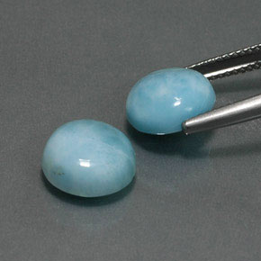 Larimar naturale blu da  ct, taglio rotondo, opaco