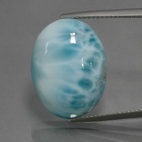Larimar Blu naturale da 16.87 ct, Taglio ovale, Opaco