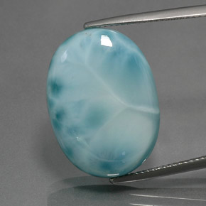 Larimar naturale blu da 24,16 ct, taglio ovale, opaco