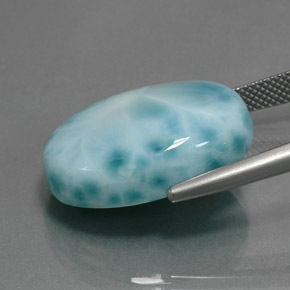 Larimar naturale blu da 24,16 ct, taglio ovale, opaco
