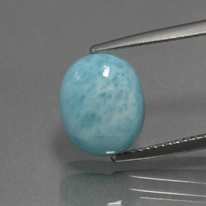 Larimar naturale blu da 4,73 ct, taglio ovale, opaco