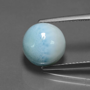 Larimar naturale blu da 5,36 ct, taglio rotondo, opaco
