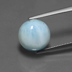 Larimar naturale blu da 4,41 ct, taglio rotondo, opaco