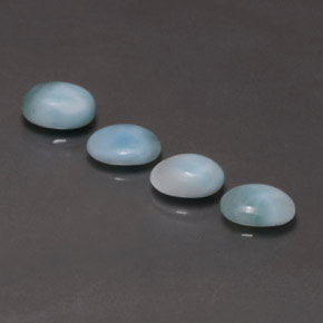 Gemme di Larimar Verde blu naturale da  ct, Taglio ovale, Opaco
