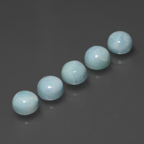 Larimar naturale blu da  ct, taglio rotondo, opaco