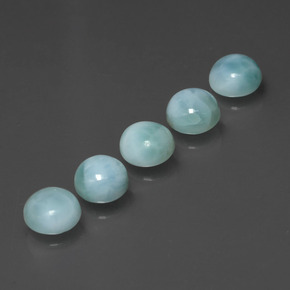 Larimar naturale blu da  ct, taglio rotondo, opaco