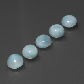 Larimar naturale blu da  ct, taglio rotondo, opaco