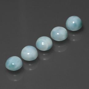 Larimar naturale blu da  ct, taglio rotondo, opaco