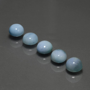 Larimar naturale blu da  ct, taglio rotondo, opaco